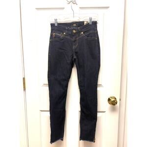 Mac Rich Slim Jeans Rough Hem Zip Ankle 5755 Stretch Dark Wash Women's Size 28